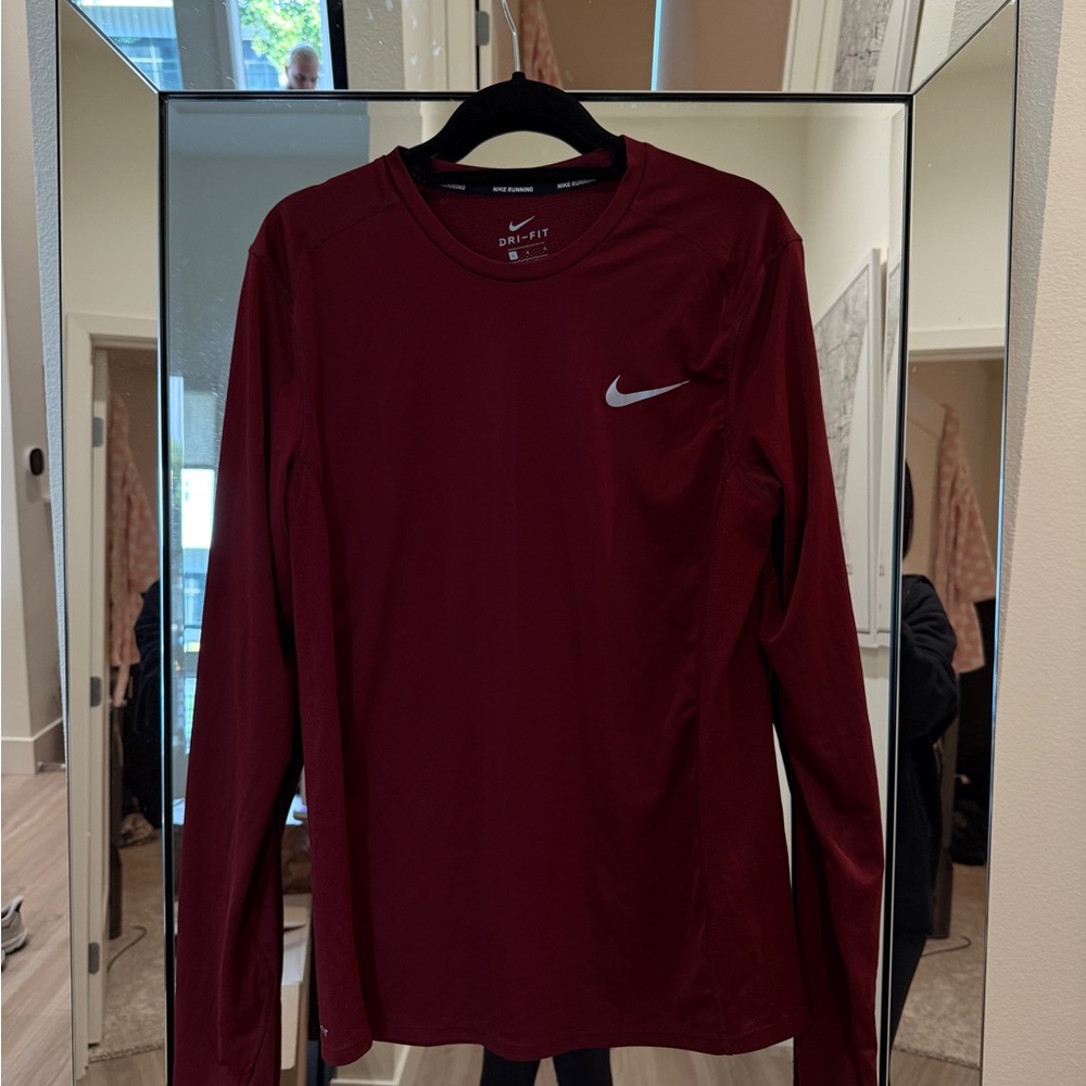 Nike Men's Burgundy Long Sleeve dri fit tee